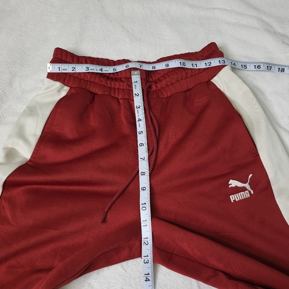 Puma Iconic T7 Intense Red Track Pants with White Stripes. Straight Leg - Picture 9 of 11